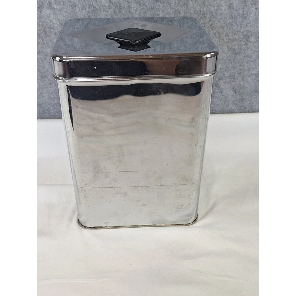 Vintage Masterware Canette Chrome Sugar Canister Mid Century Modern Kitchen Tin